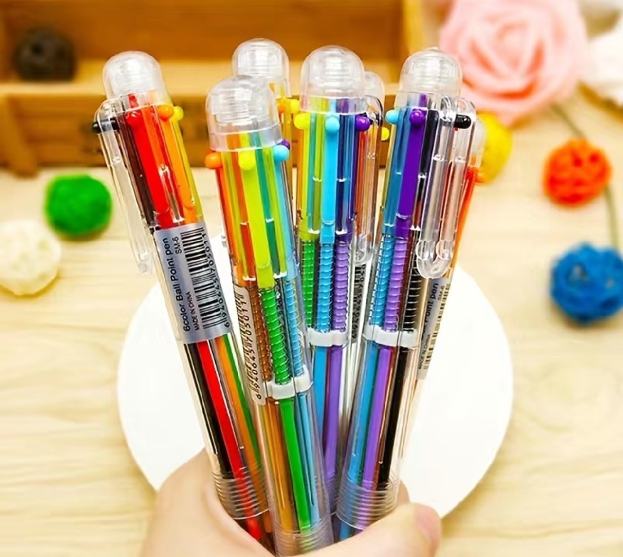 6 Colour Click Ballpoint Pen - 1 Piece Random Pen
